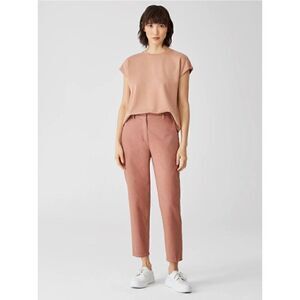Eileen Fisher Organic Cotton Hemp Tapered Ankle Pant in Clay Easy Fit Women Sz 6